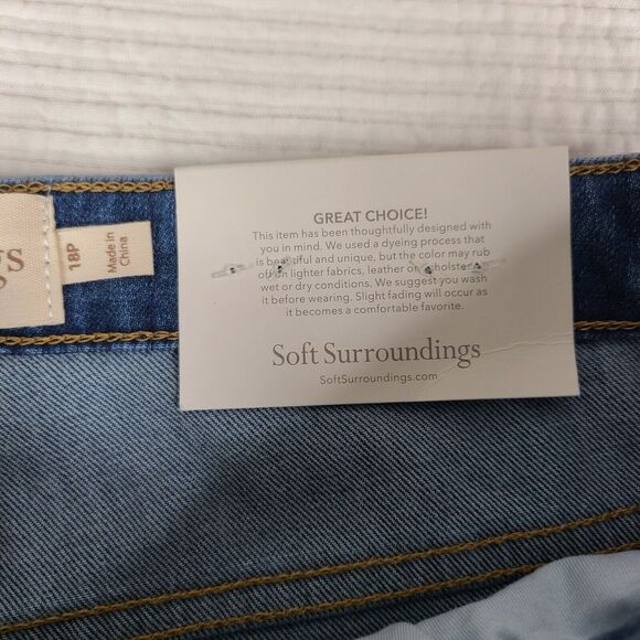 Soft Surroundings SZ 18 Petite Blue Cotton Blend Stretch Jeans NWT 3fy33 - Picture 3 of 14